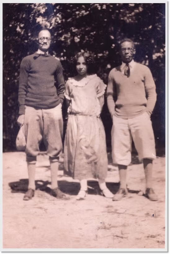 Three people standing outdoors against a leafy backdrop for the Polo Ralph Lauren Oak Bluffs spring ad campaign photographed by Nadine Ijewere.
