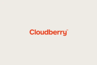 Cloudberry brand logo featuring bold orange typography centred on a solid pale cream background