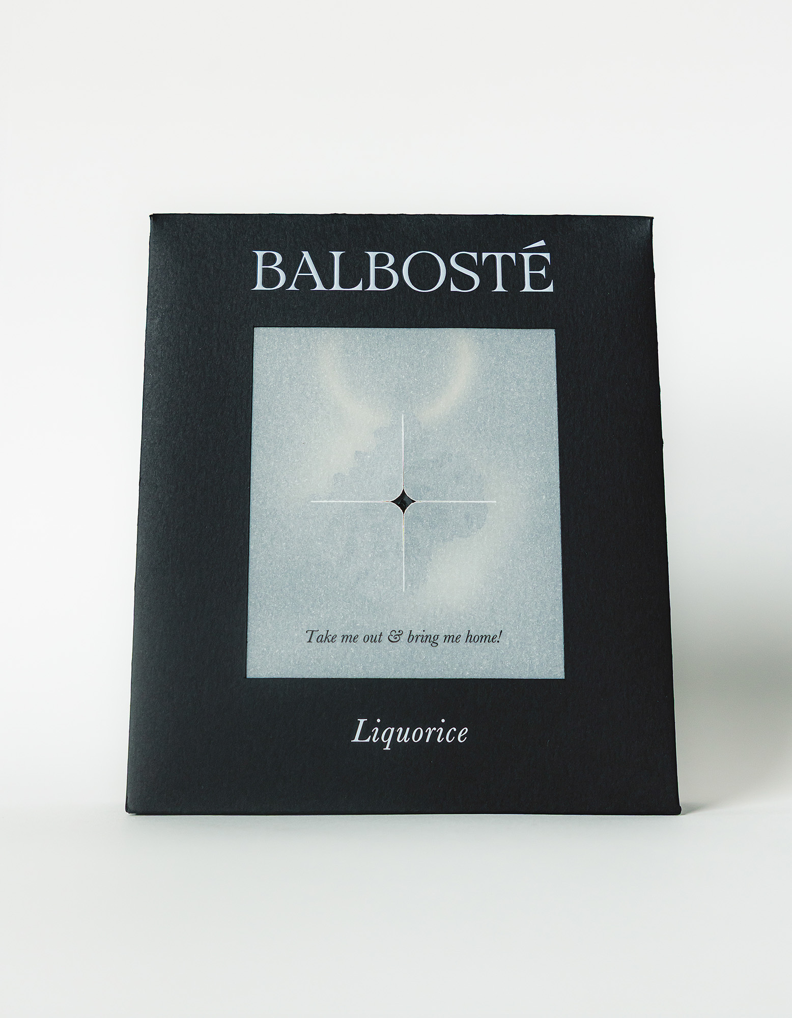 Black rectangular product box with white typography and a central star graphic on a plain white background.