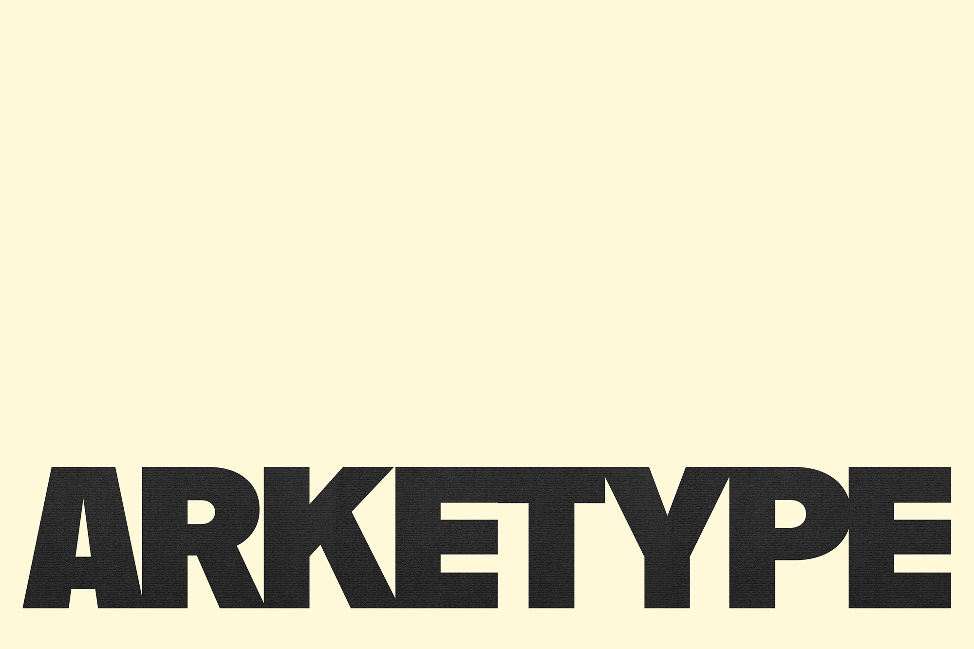Bold black typography spelling ARKETYPE against a solid cream background