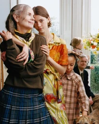 Group of diverse people in a sunlit interior for Burberry Highgrove Capsule Collection campaign by Camille Summers-Valli