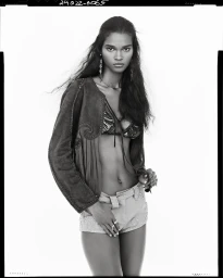 Model wearing embroidered jacket and shorts against a bright white background for Zara Studio Spring 2025 campaign