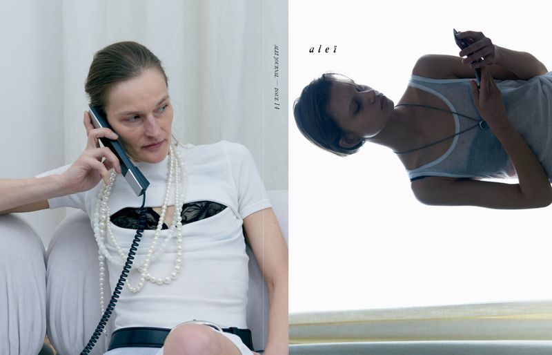 Split-screen image shows a woman in a white top talking on a landline phone and a woman in a tank top using a cell phone.