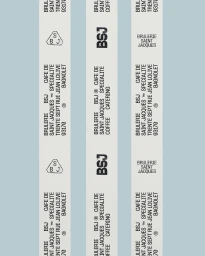 Close-up image of printed paper packaging tape with typography featuring branding elements for Brulerie Saint Jacques