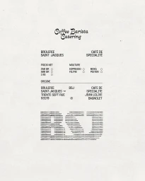 Minimalist graphic brand identity label design featuring typography and filing document layout on textured paper