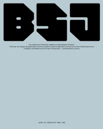 Graphic design brand identity featuring bold black interlocking BSJ typography and French text against a pale blue background