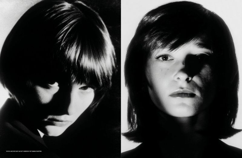 Monochrome diptych of a person with dark hair in dramatic high-contrast lighting from Dapper Dan Magazine.