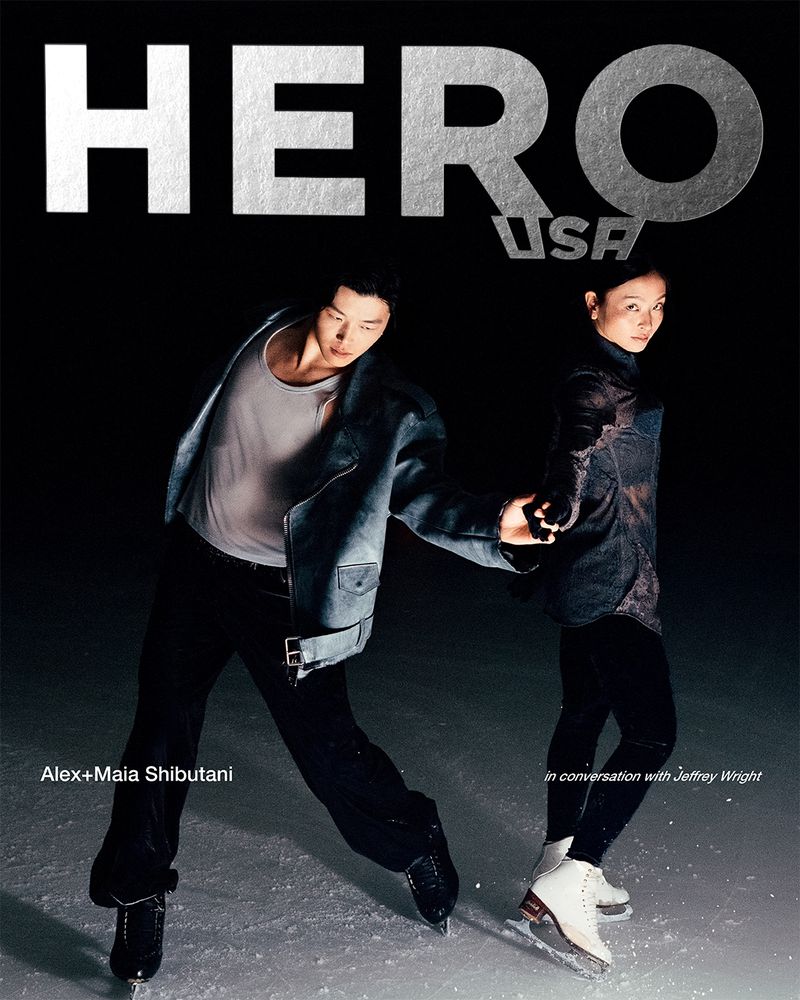 Ice skaters Alex and Maia Shibutani on an ice rink for HERO USA magazine cover