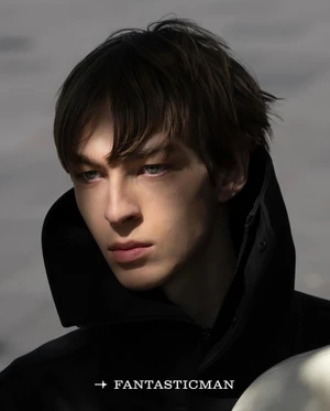 Close-up portrait of a male model in a black jacket against a neutral outdoor background for Fantastic Man China.