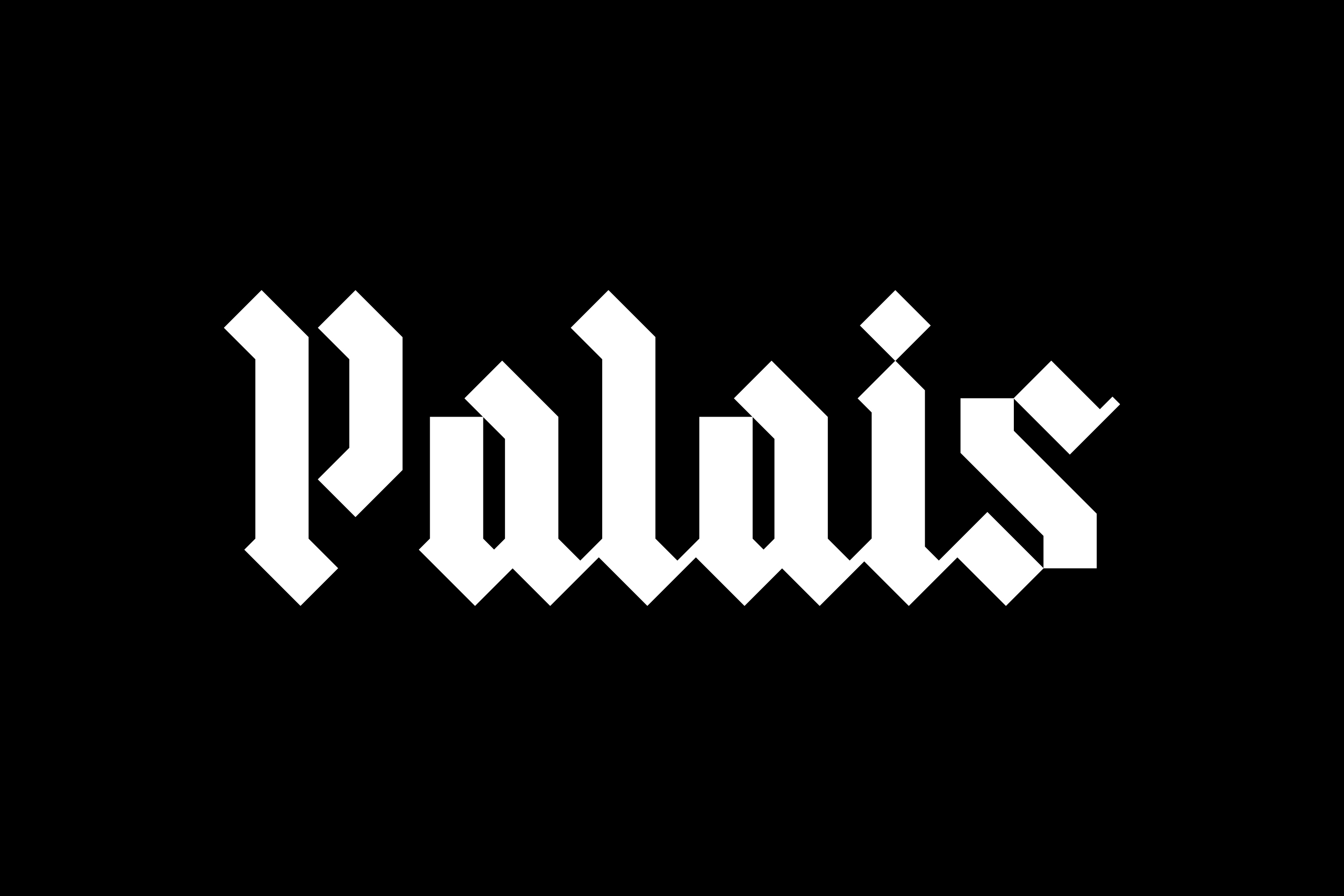 Bold white gothic typographic logo spelling Palais centered on a solid black background.