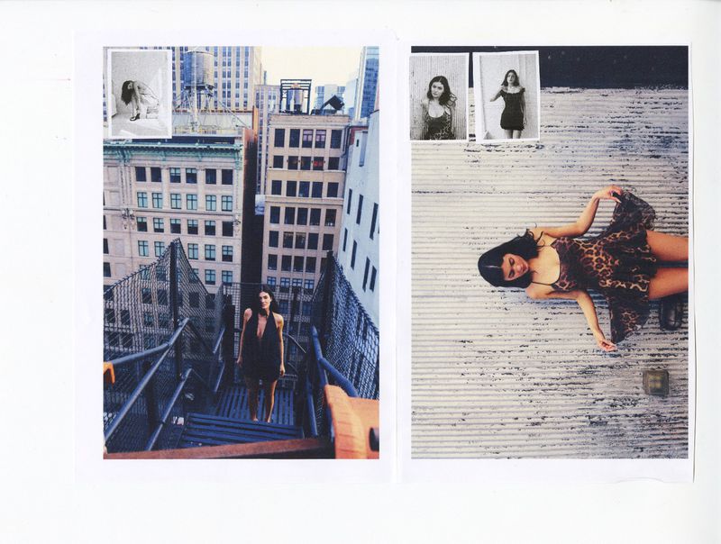 Collage layout of rooftop and urban staircase photography featuring a woman in dresses for Khy Summer 2026