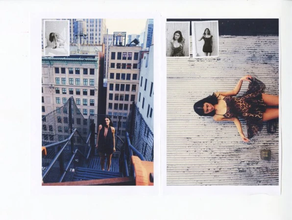 Collage layout of rooftop and urban staircase photography featuring a woman in dresses for Khy Summer 2026