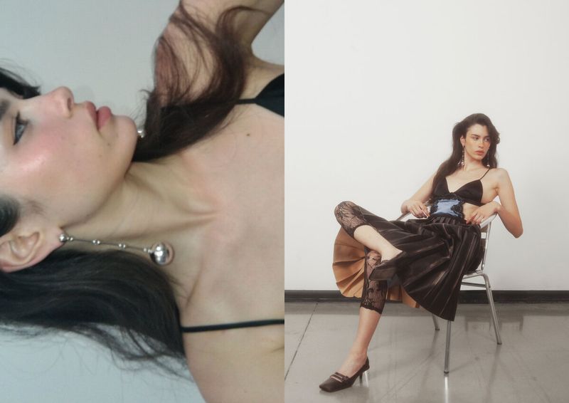 Diptyque fashion editorial featuring a model seated on a chair and a close-up profile shot by Fabio Munis for Next Gen Magazine.