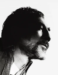 Black and white close up portrait of actor Javier Bardem with a beard on the cover of Esquire Spain magazine.
