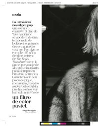 Black and white editorial magazine spread featuring a female model in a textured coat next to editorial text blocks.
