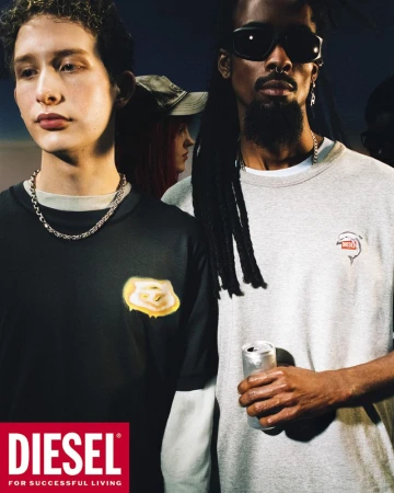 Group of young models in casual streetwear clothing posing for an advertising campaign