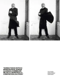 Vincent Cassel wearing a dark coat in a double portrait editorial photo for El Pais Icon Magazine.