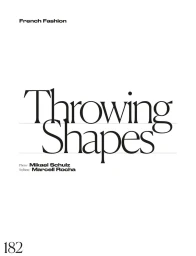 Typography layout featuring large black serif title Throwing Shapes on a plain white background