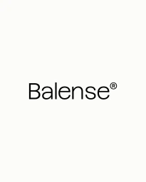 Balense brand logo in clean black sans serif typography centered on a solid white background
