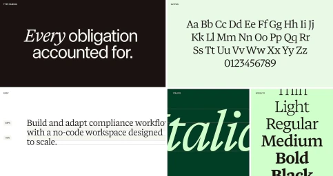 Brand identity typography guidelines showcasing type pairing, glyphs, body copy, italics, and weights for Clusia.