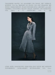 Model Alla Kostromichova wearing a long grey coat for Harper's Bazaar Germany