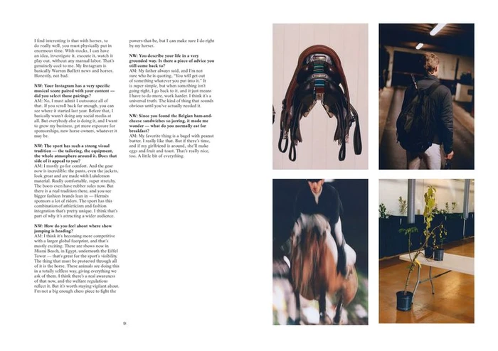 Editorial layout featuring four distinct equestrian photographs accompanied by text columns for Study Magazine Volume 15.
