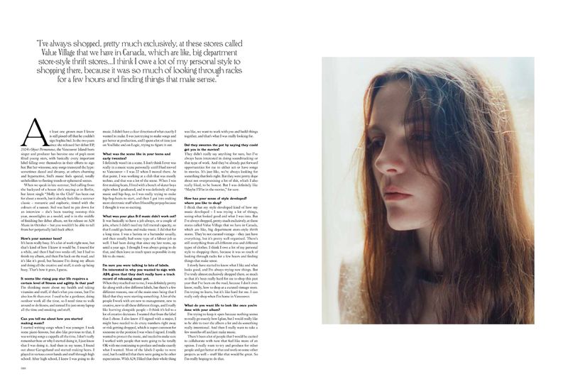 Portrait of a young woman with long brown hair against a light background, featured in More or Less Magazine editorial.