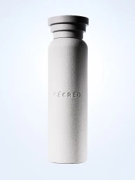 Cecred textured off-white cylindrical bottle featuring an embossed logo against a minimalist pale blue gradient backdrop.