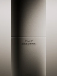 Close-up of a minimalist matte beige cylindrical TALGH tallow-based deodorant container.
