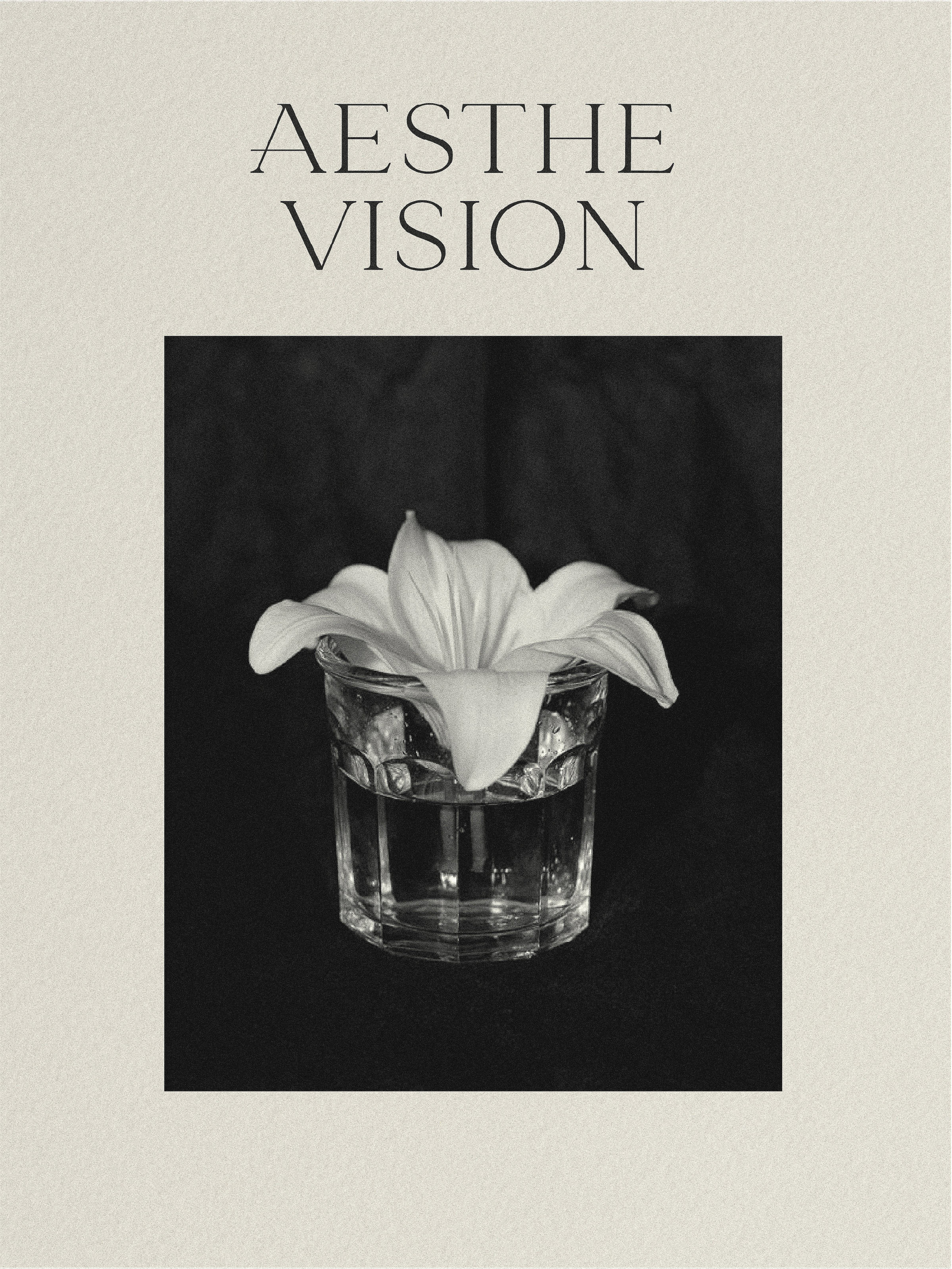 Monochrome still life photograph of a white lily in a clear glass vase against a dark background, showcasing floral beauty.