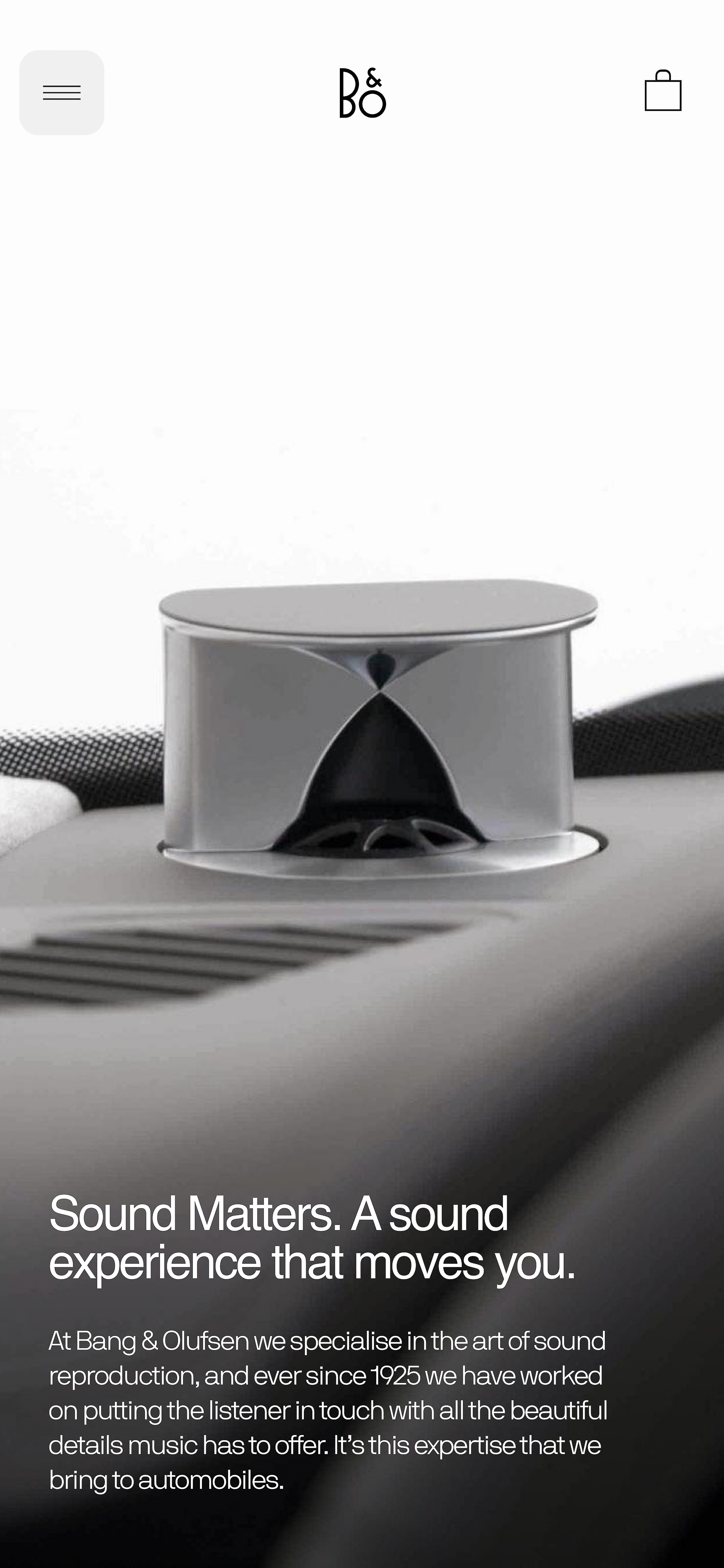 Bang & Olufsen automobile speaker showcasing high-end sound equipment and design for car audio enthusiasts and luxury automobile integration.