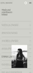 E-commerce product page interface for Hotel Weekend featuring Typology skincare serum and editorial photograph of a pear on skin.