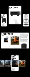 Monochrome graphic branding concept for Lot 2046 featuring a centered digital screen UI mockup against bold white typography.