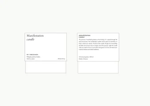 Minimalist black and white packaging label design layout for Manifesto Candle featuring clean typography.
