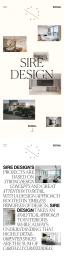 Mobile website layout mockup for Sire Design featuring editorial typography and interior design photos on an off-white background.