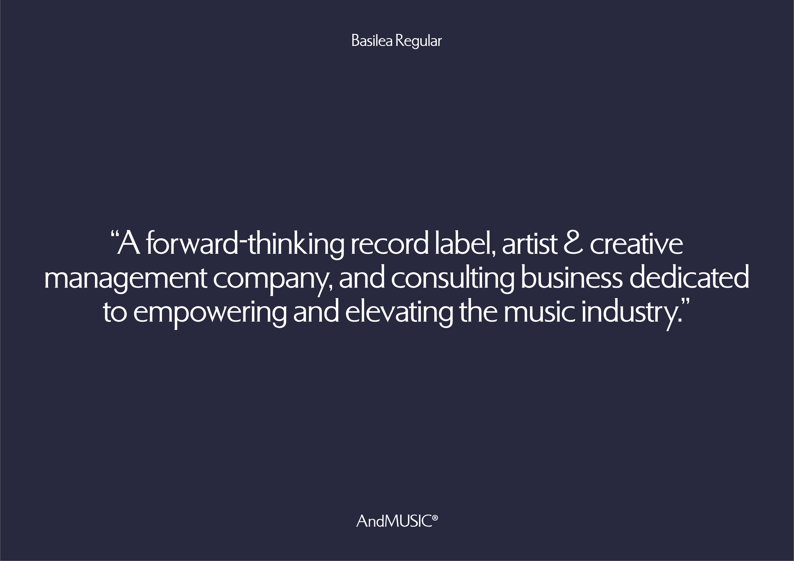 Text-based image featuring an inspirational quote about the music industry, presented in white font against a navy blue background.