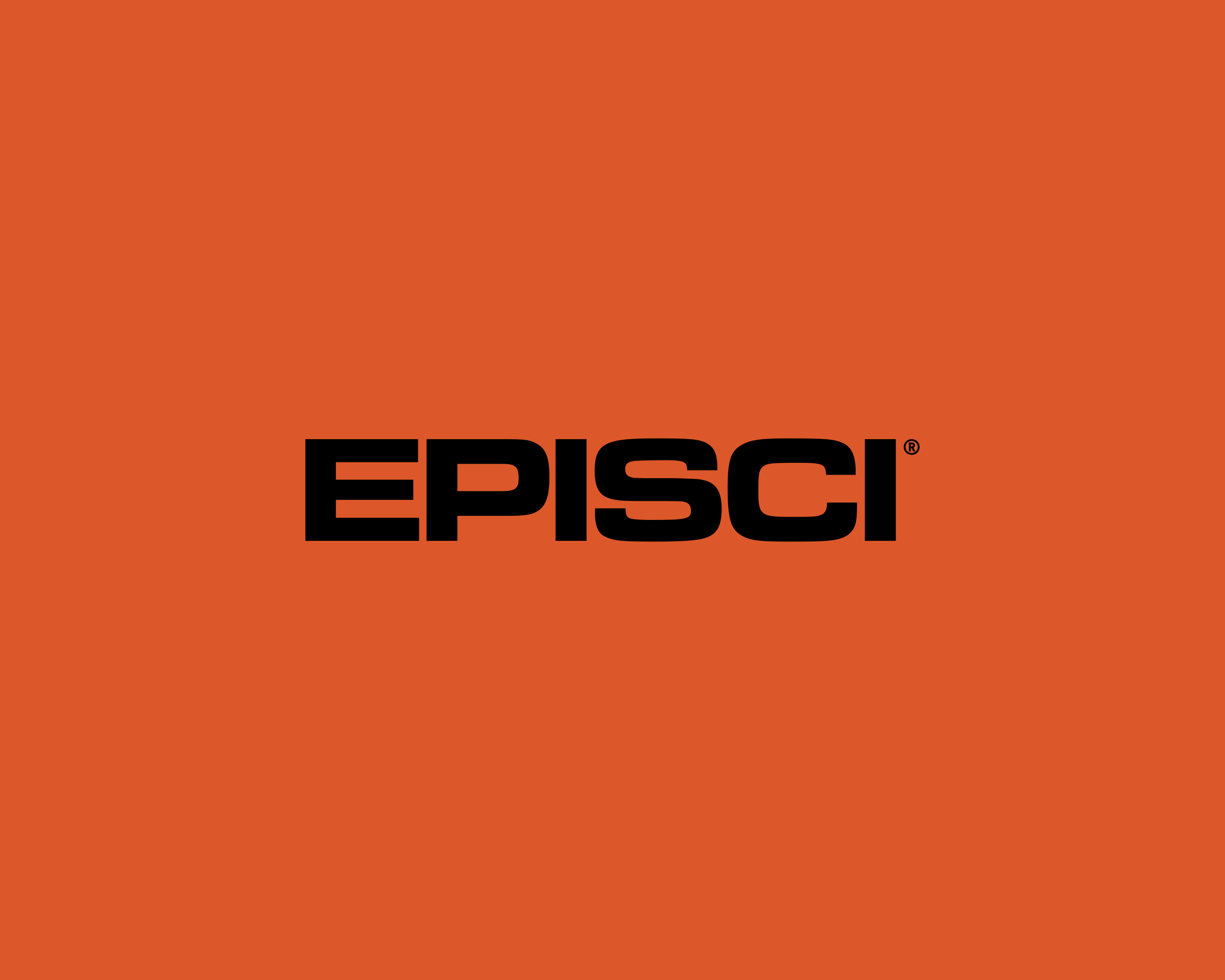 The word EPISCI in black letters against an orange background, business branding. Wordmark logo design for company or product.