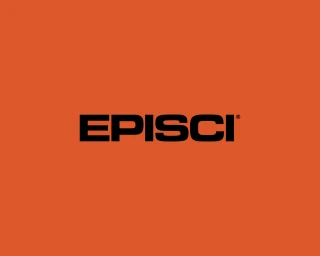 Black EPISCI logo typography with a registered trademark symbol centered on a solid vibrant orange background.