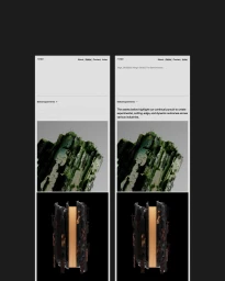 Side-by-side minimalist website UI layouts for Formnt Studio featuring modern typography and abstract 3D visual elements.