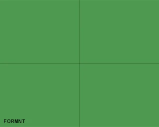Minimalist green graphic layout divided into four quadrants by thin black grid lines with FORMNT text in the lower left corner.
