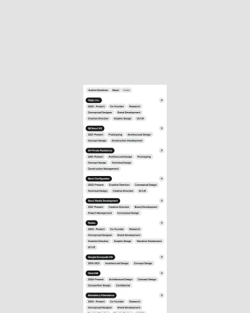 Resume excerpts featuring lists of design skills, job titles, and brand development experience, displayed in a light gray interface.