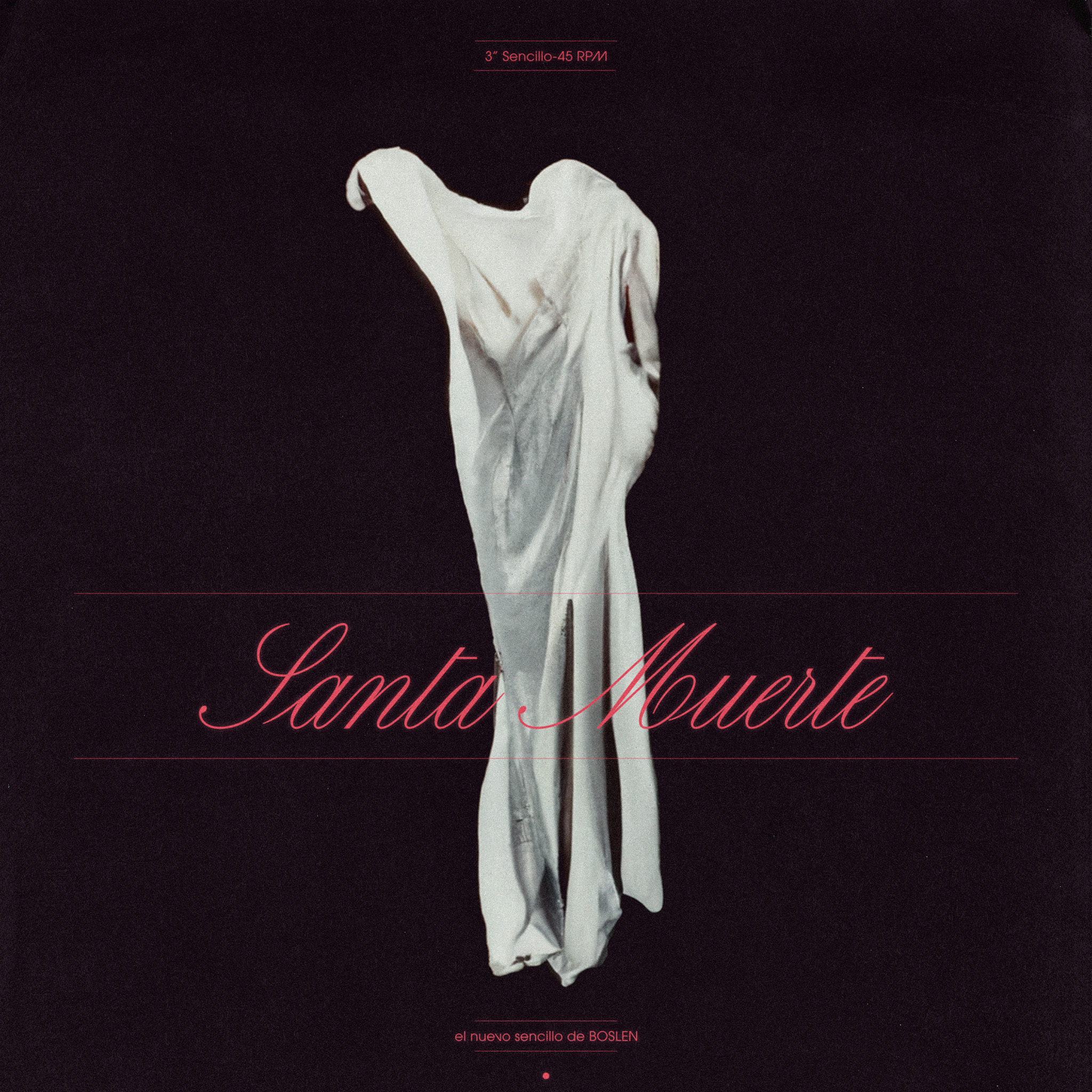 Album cover art featuring a ghostly white figure against a black background with stylized pink text 'Santa Muerte' across the center.