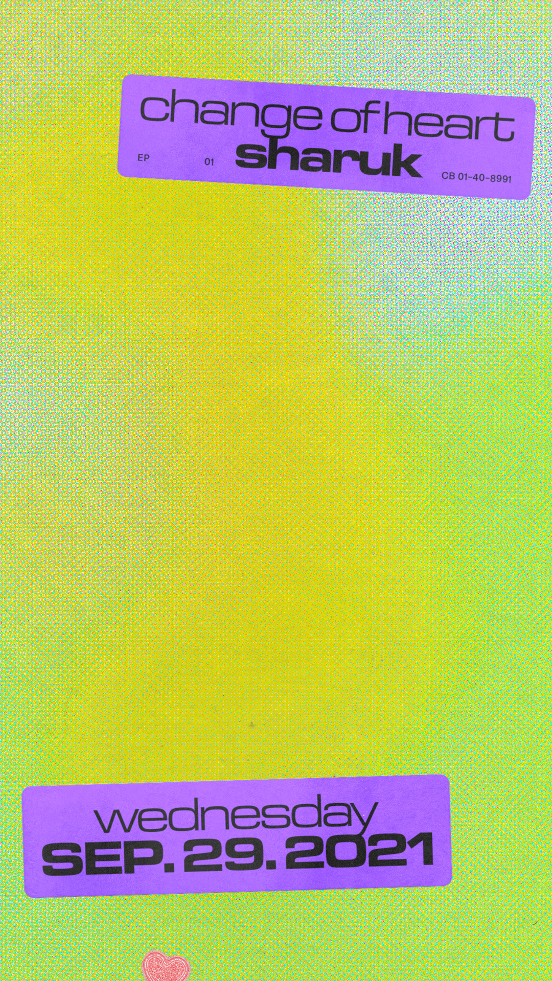 Colorful graphic art poster with an abstract tie-dye background and date Wednesday, September 29, 2021, and the word 'Sharuk'.