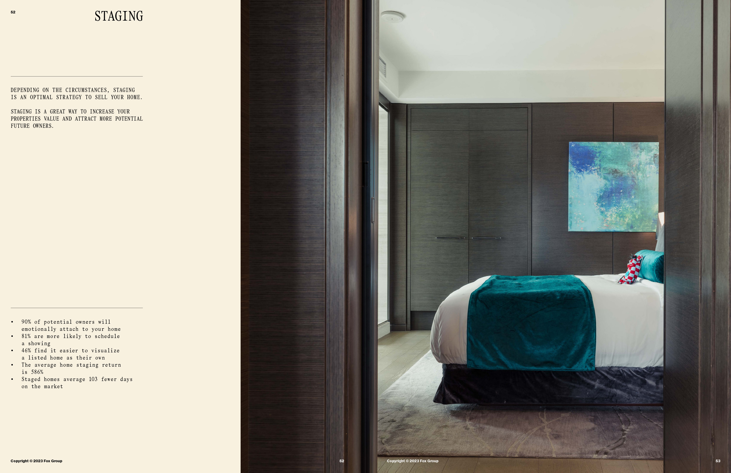 Bedroom interior with a large bed, abstract artwork, and dark wooden paneling, showcasing a modern, staged home interior design.