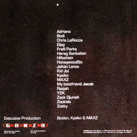 Text-based image featuring names Adriano, Bodi, Chris LaRocca, and others, along with 'Executive Production' and 'GONZO' branding.