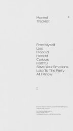 Minimalist typographic tracklist layout for the Honest EP by anders on a light off-white background.