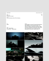 Portfolio website page layout for Nabil Ettahir displaying project text details and a grid of CGI Formula One race car concept renders.