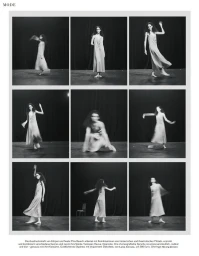 Editorial contact sheet of model Eduarda Vieira dancing in a light slip dress across a nine-frame black and white grid layout.