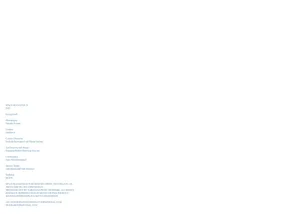 Minimalist white magazine page layout with small blue-grey editorial credits and publishing text aligned in the lower left corner.
