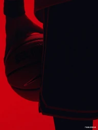 Close-up of a basketball player holding a basketball against a striking red background for Nike SU25 CHBL campaign.
